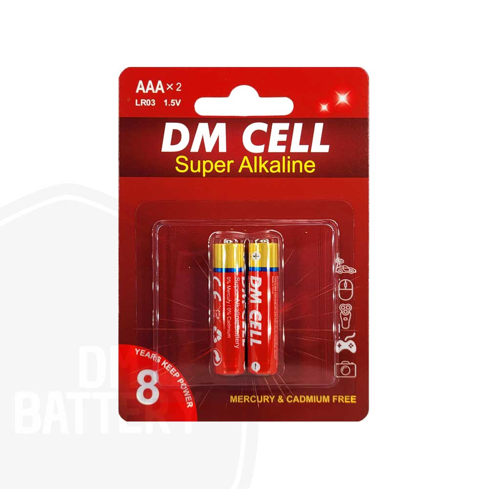 باتری نیم قلمی سوپر آلکالاین DM CELL | کارت 2 عددی | AAA